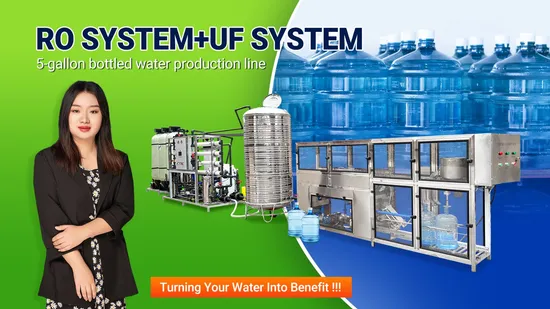 Umkehrosmose + Ultrafiltration UF-Wasseraufbereitungsanlage mit Wassertank und Abfüllmaschine
